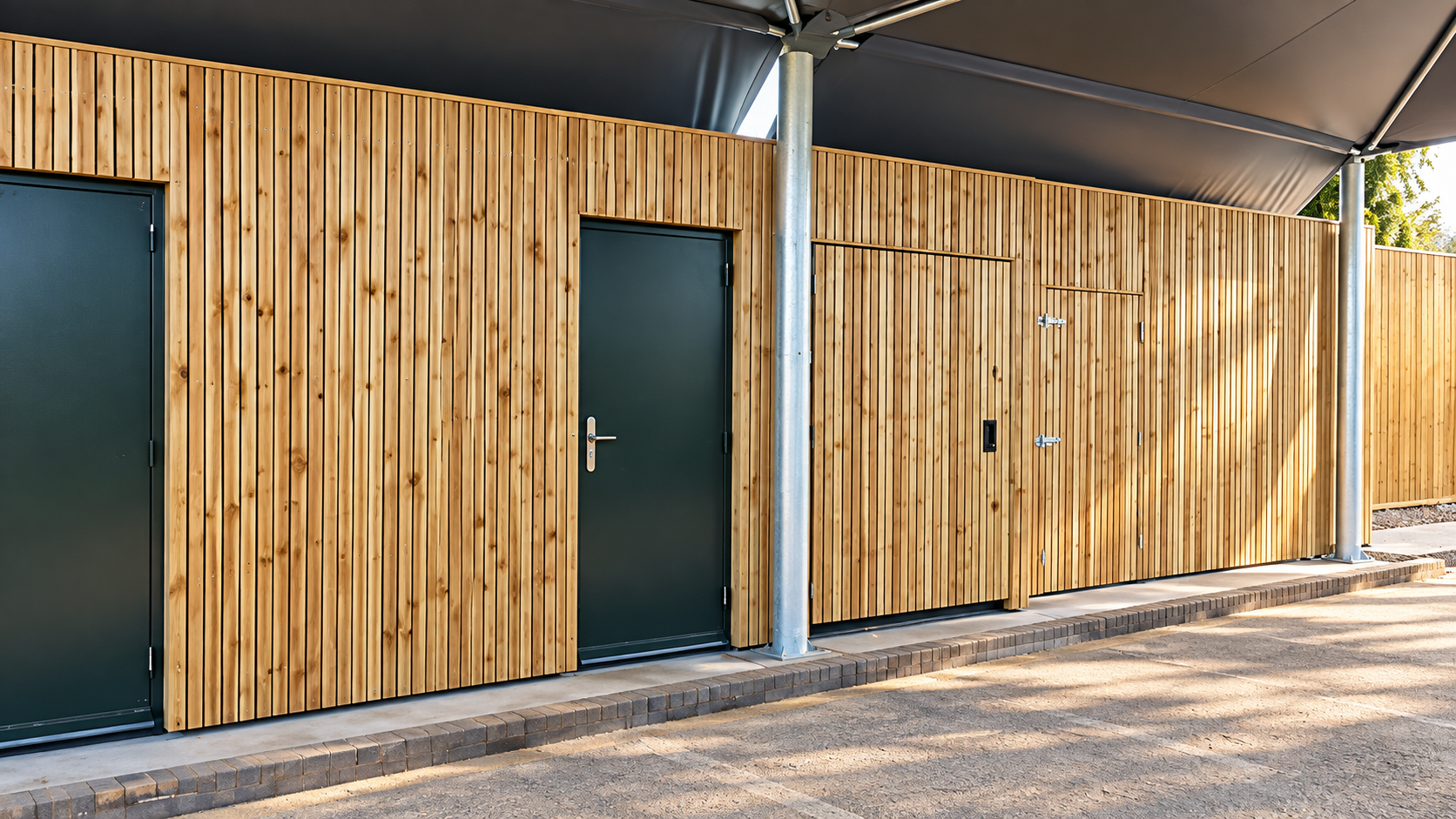 Slatted Screens & Shelters — Timber cycle shelters