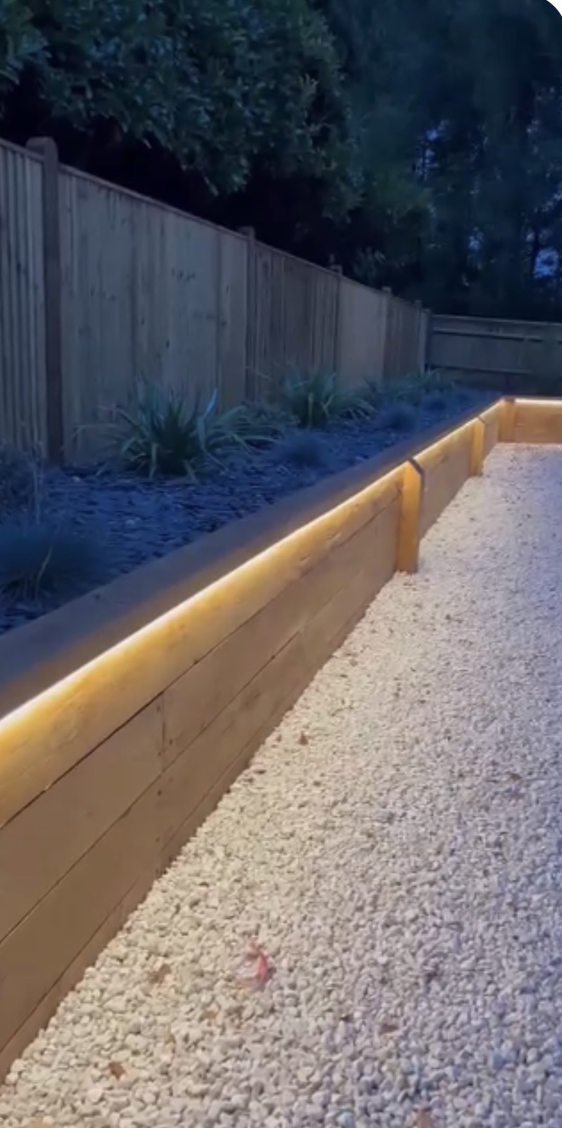 Garden lighting on timber posts