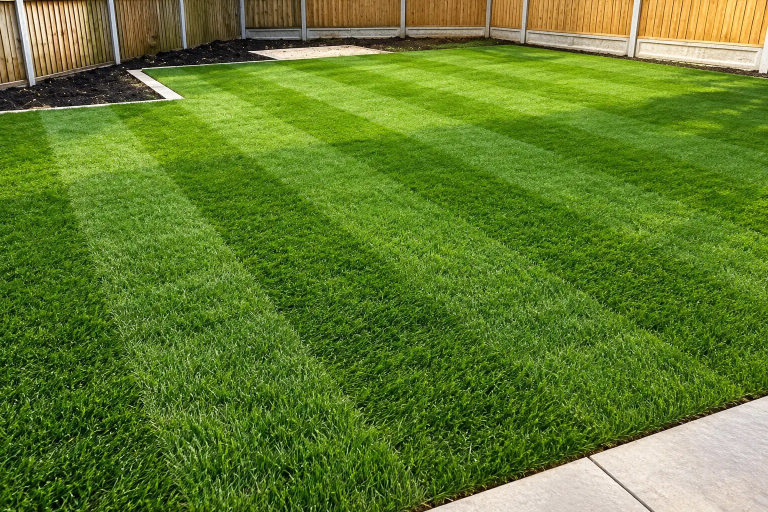 New lawn with close-board boundary fencing